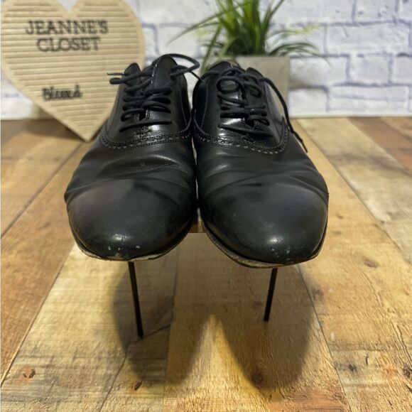 GUCCI 'Brogue' Men’s Sz 8 Black Leather Plain Toe Oxfords Italian Shoes - Picture 11 of 15